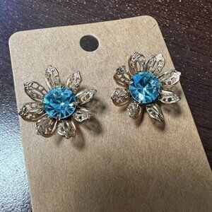 Vintage Blue Gem Earrings